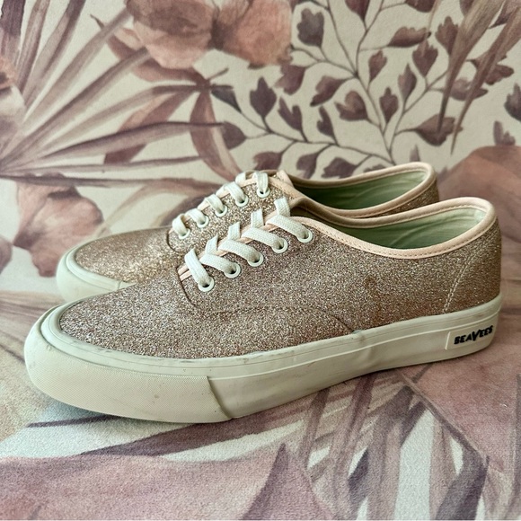 J. Crew x Seavees Legend Glitter Sneakers - Rose Gold (Size 9, NWOT) - Picture 2 of 5